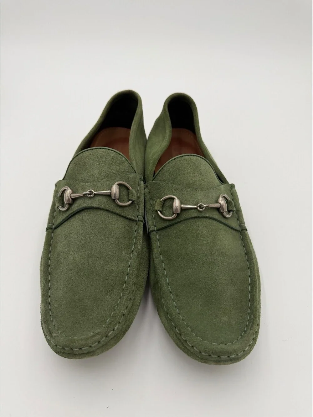 Gucci Horsebit Driving Moccasin Olive Loafers Mens Size 11.5